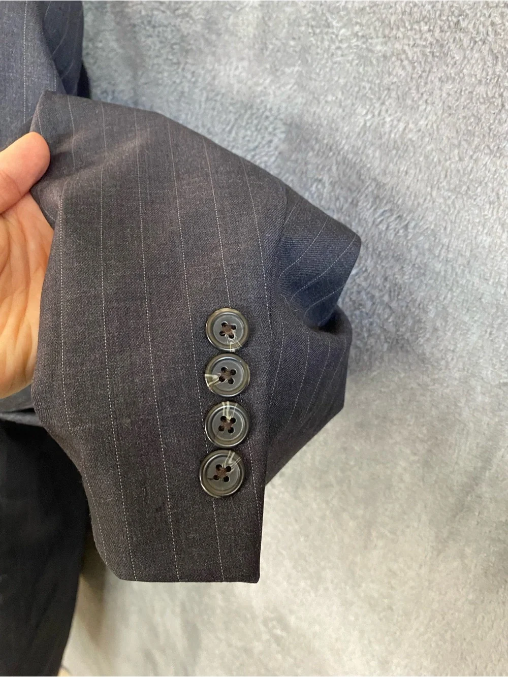 VTG Lauren Ralph Lauren Black Pinstripe Two-Button Wool Blazer 46XL Dark Academi